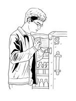 coloriage harry potter fouille le tiroir